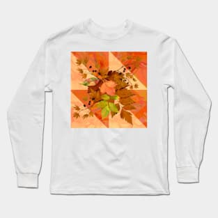 Autumn Leaves on Marbled Shapes Long Sleeve T-Shirt